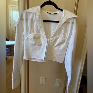 Zara bustier white poplin crop top